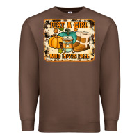 Just A Girl Who Loves Fall Cowhide Background Premium Sweatshirt | Teevron