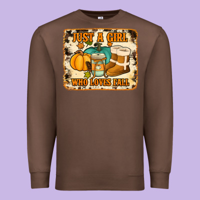 Just A Girl Who Loves Fall Cowhide Background Premium Sweatshirt Designed By Jasminsmagicworld