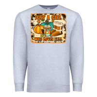 Heather Grey just a girl who loves fall cowhide background Premium Sweatshirt - Jasminsmagicworld