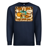 Navy just a girl who loves fall cowhide background Premium Sweatshirt - Jasminsmagicworld