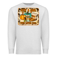 Oatmeal Heather just a girl who loves fall cowhide background Premium Sweatshirt - Jasminsmagicworld