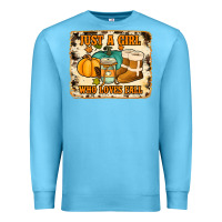 Ocean Blue just a girl who loves fall cowhide background Premium Sweatshirt - Jasminsmagicworld