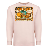Pale Pink just a girl who loves fall cowhide background Premium Sweatshirt - Jasminsmagicworld