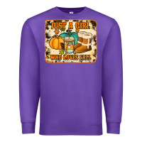 Purple just a girl who loves fall cowhide background Premium Sweatshirt - Jasminsmagicworld
