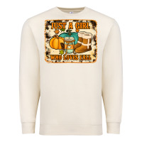Sandshell just a girl who loves fall cowhide background Premium Sweatshirt - Jasminsmagicworld