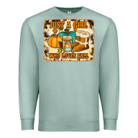Seafoam just a girl who loves fall cowhide background Premium Sweatshirt - Jasminsmagicworld