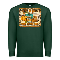 Sports Green just a girl who loves fall cowhide background Premium Sweatshirt - Jasminsmagicworld
