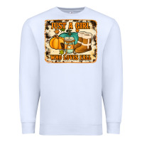 White just a girl who loves fall cowhide background Premium Sweatshirt - Jasminsmagicworld