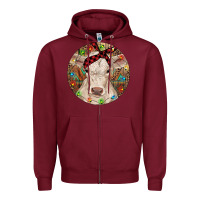 Burgundy Christmas Charolais Calf Baby Cow Zipper Hoodie - RanaPortraitStore