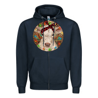 Navy Christmas Charolais Calf Baby Cow Zipper Hoodie - RanaPortraitStore