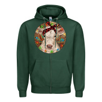Sports Green Christmas Charolais Calf Baby Cow Zipper Hoodie - RanaPortraitStore