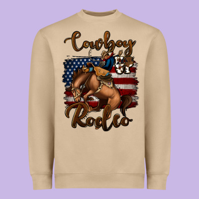 Cowboy Up Rodeo Bucking Bronco Heavyweight Sweatshirt Designed By Jasminsmagicworld