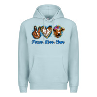 Blue Mist Peace Love Cows Premium Hoodie - Jasminsmagicworld