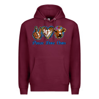 Burgundy Peace Love Cows Premium Hoodie - Jasminsmagicworld
