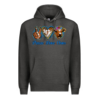 Charcoal Heather Peace Love Cows Premium Hoodie - Jasminsmagicworld