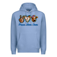 Colony Blue Peace Love Cows Premium Hoodie - Jasminsmagicworld