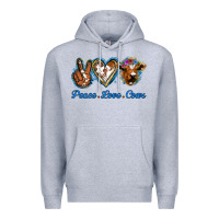 Heather Grey Peace Love Cows Premium Hoodie - Jasminsmagicworld