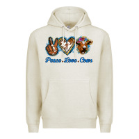 Oatmeal Heather Peace Love Cows Premium Hoodie - Jasminsmagicworld