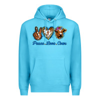 Ocean Blue Peace Love Cows Premium Hoodie - Jasminsmagicworld