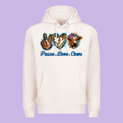 Peace Love Cows Premium Hoodie Designed By Jasminsmagicworld