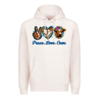 Pale Pink Peace Love Cows Premium Hoodie - Jasminsmagicworld