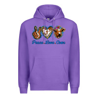 Purple Peace Love Cows Premium Hoodie - Jasminsmagicworld