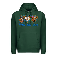 Sports Green Peace Love Cows Premium Hoodie - Jasminsmagicworld