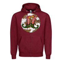 Burgundy Elf Shoes Christmas Zipper Hoodie - RanaPortraitStore