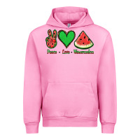 Fuchsia Pink Peace Love Watermelon Urban Hoodie - Jasminsmagicworld