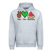 Heather Grey Peace Love Watermelon Urban Hoodie - Jasminsmagicworld