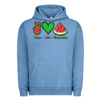 Pigment Pebble Blue Peace Love Watermelon Urban Hoodie - Jasminsmagicworld