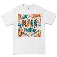 White hail hustler and nail art hands with glitter polish seamless pattern b Premium Tee - BundleAndBundleShop