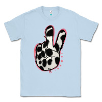 Dusty Blue Black White Dalmatian Peace Sign Classic Tee - Jasminsmagicworld