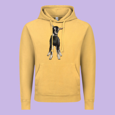 Hand Drawn Baby Alpine Goat Vintage Hoodie Designed By Lillyallendesigns