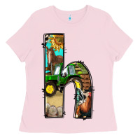 Bubblegum Pink farm life alphabet lowercase letters h Ladies Tee - BundleAndBundleShop