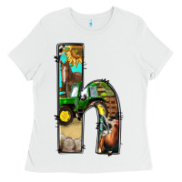 White farm life alphabet lowercase letters h Ladies Tee - BundleAndBundleShop