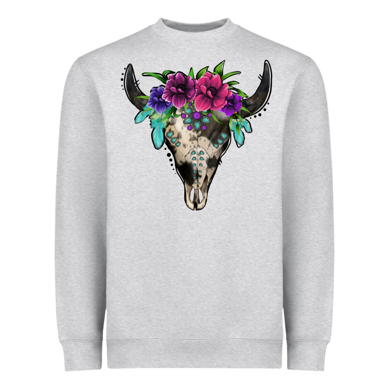 Cowhide Bull Skull Heavyweight Sweatshirt by Jasminsmagicworld | Teevron