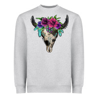 Heather Grey cowhide bull skull Heavyweight Sweatshirt - Jasminsmagicworld