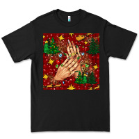 Black christmas nails and trees with leopard and plaid seamless pattern bbs Premium Tee - BundleAndBundleShop