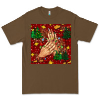Cacao christmas nails and trees with leopard and plaid seamless pattern bbs Premium Tee - BundleAndBundleShop