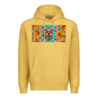 Antique Gold mama bear with sunflowers and glasses license plate Premium Hoodie - Artiststas