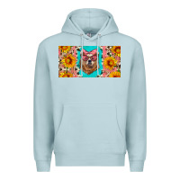 Blue Mist mama bear with sunflowers and glasses license plate Premium Hoodie - Artiststas