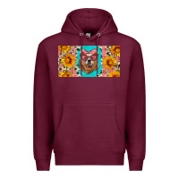 Burgundy mama bear with sunflowers and glasses license plate Premium Hoodie - Artiststas