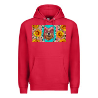 Cardinal mama bear with sunflowers and glasses license plate Premium Hoodie - Artiststas
