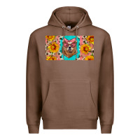 Chestnut mama bear with sunflowers and glasses license plate Premium Hoodie - Artiststas