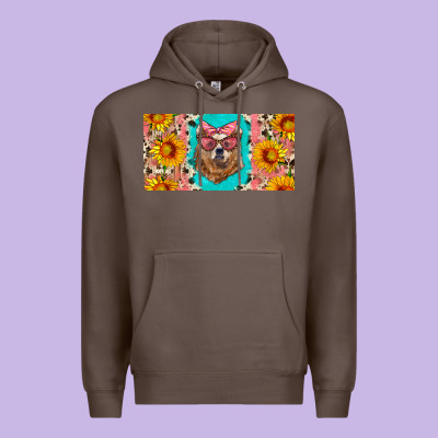 Mama Bear With Sunflowers And Glasses License Plate Premium Hoodie Designed By Artiststas