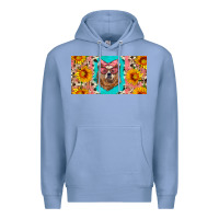 Colony Blue mama bear with sunflowers and glasses license plate Premium Hoodie - Artiststas