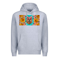Heather Grey mama bear with sunflowers and glasses license plate Premium Hoodie - Artiststas