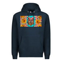 Navy mama bear with sunflowers and glasses license plate Premium Hoodie - Artiststas