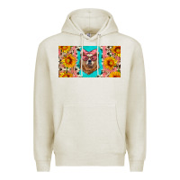 Oatmeal Heather mama bear with sunflowers and glasses license plate Premium Hoodie - Artiststas